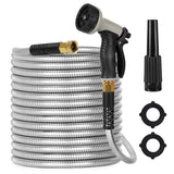 Stainless Steel Expandable Garden Hose with 8-Pattern Nozzle